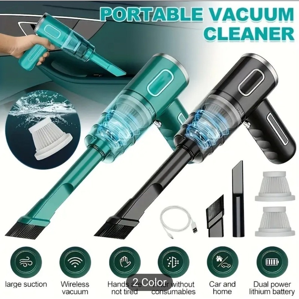 29000Pa‎ Car Vacuum Cleaner Strong Suction Dust Catcher Cordless Handheld Green
